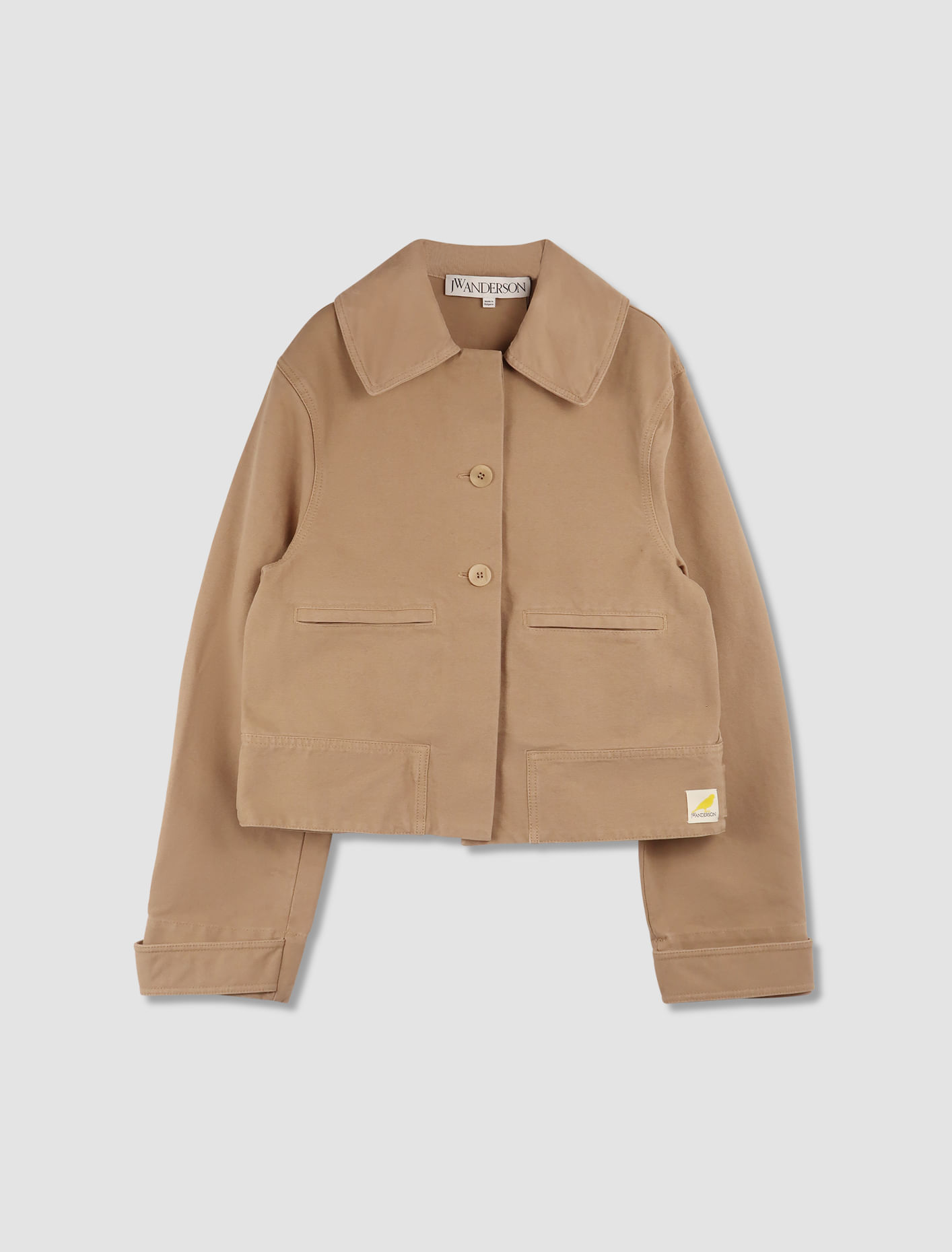 Shop Jw Anderson Cropped Workwear Jacket In Cream