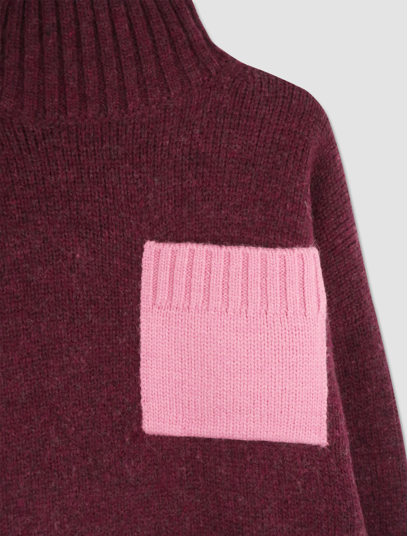 Shop Jw Anderson Turtleneck Sweater With Patch Pocket In Plum,bubble Gum Pink