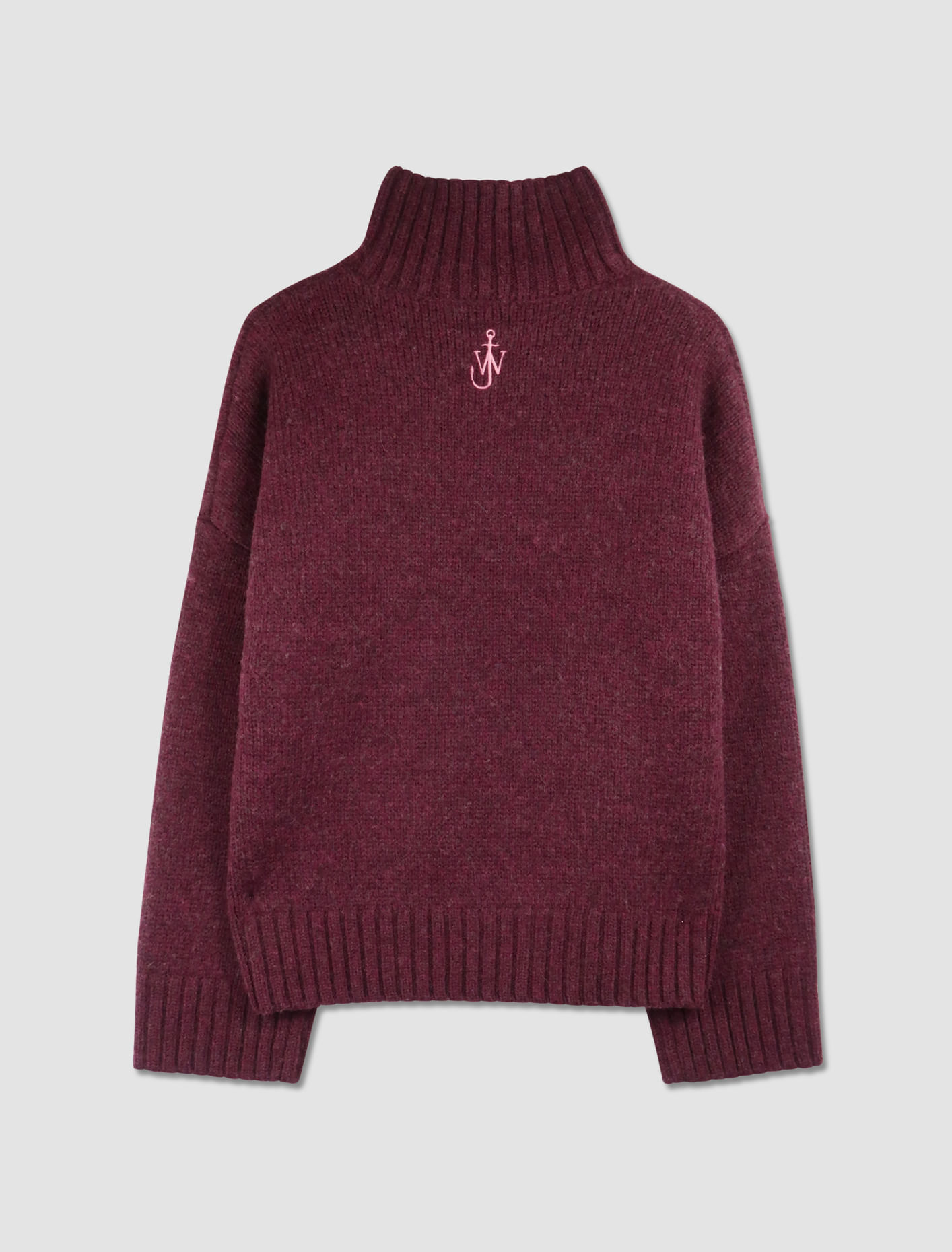 Shop Jw Anderson Turtleneck Sweater With Patch Pocket In Plum,bubble Gum Pink