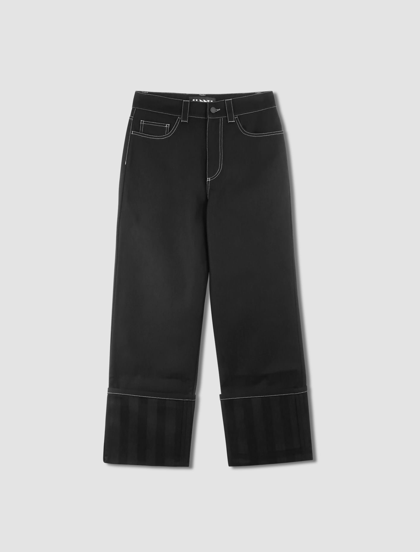 Shop Sunnei Long Pants In Black,black Stripes