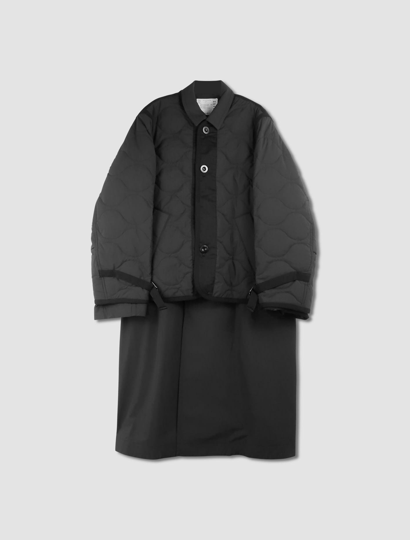 Shop Sacai Quilted Coat In Nero