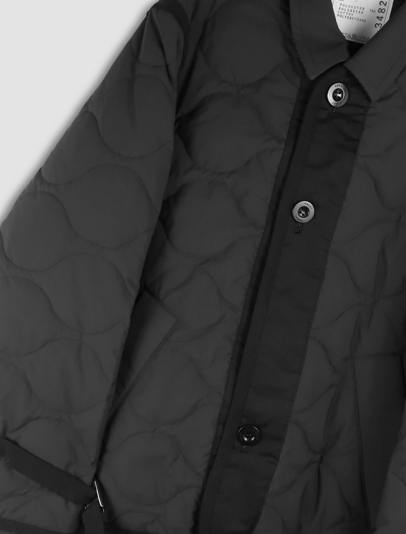 Shop Sacai Quilted Coat In Nero