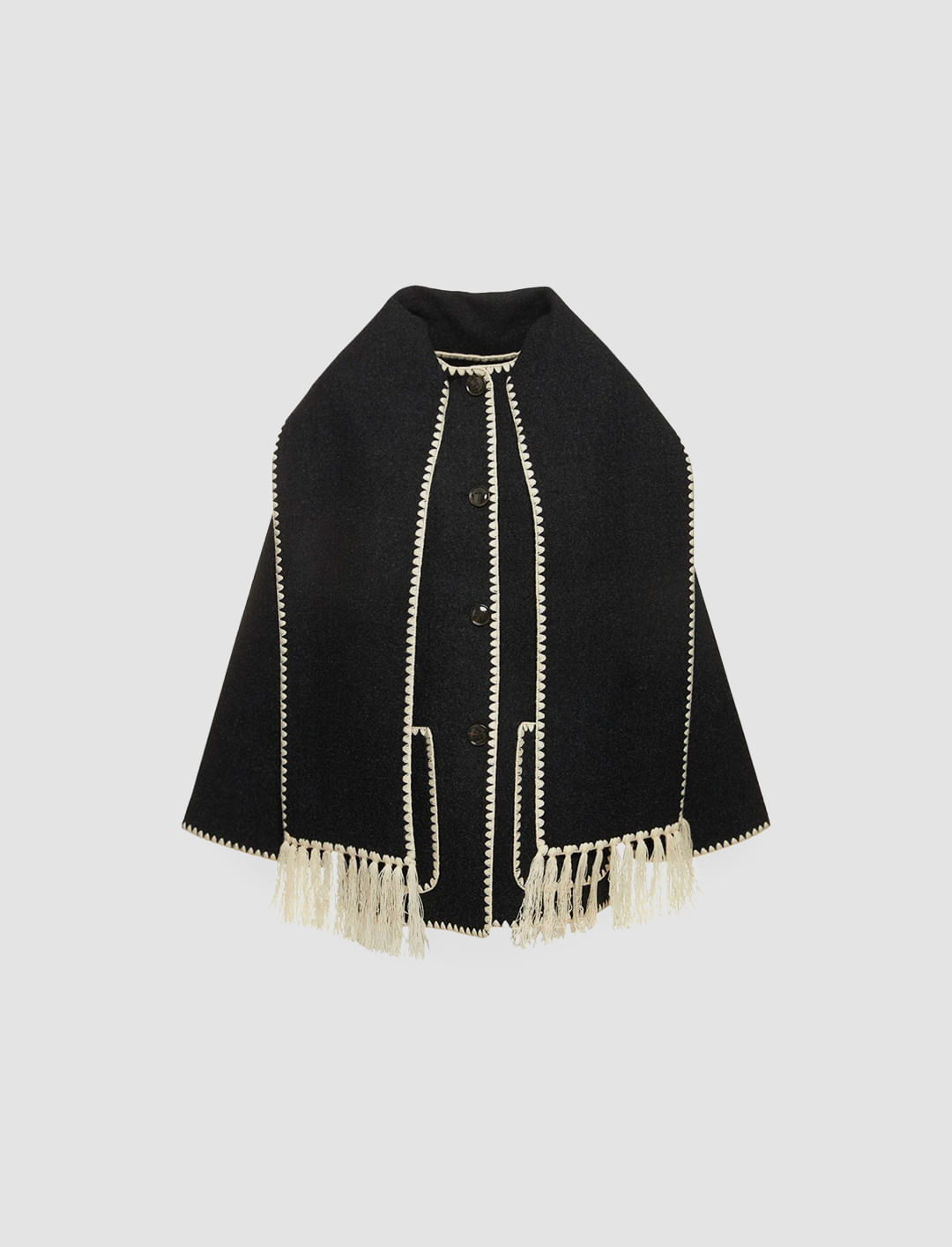 Shop Totême Embroidered Scarf Jacket In Dark Grey Melange