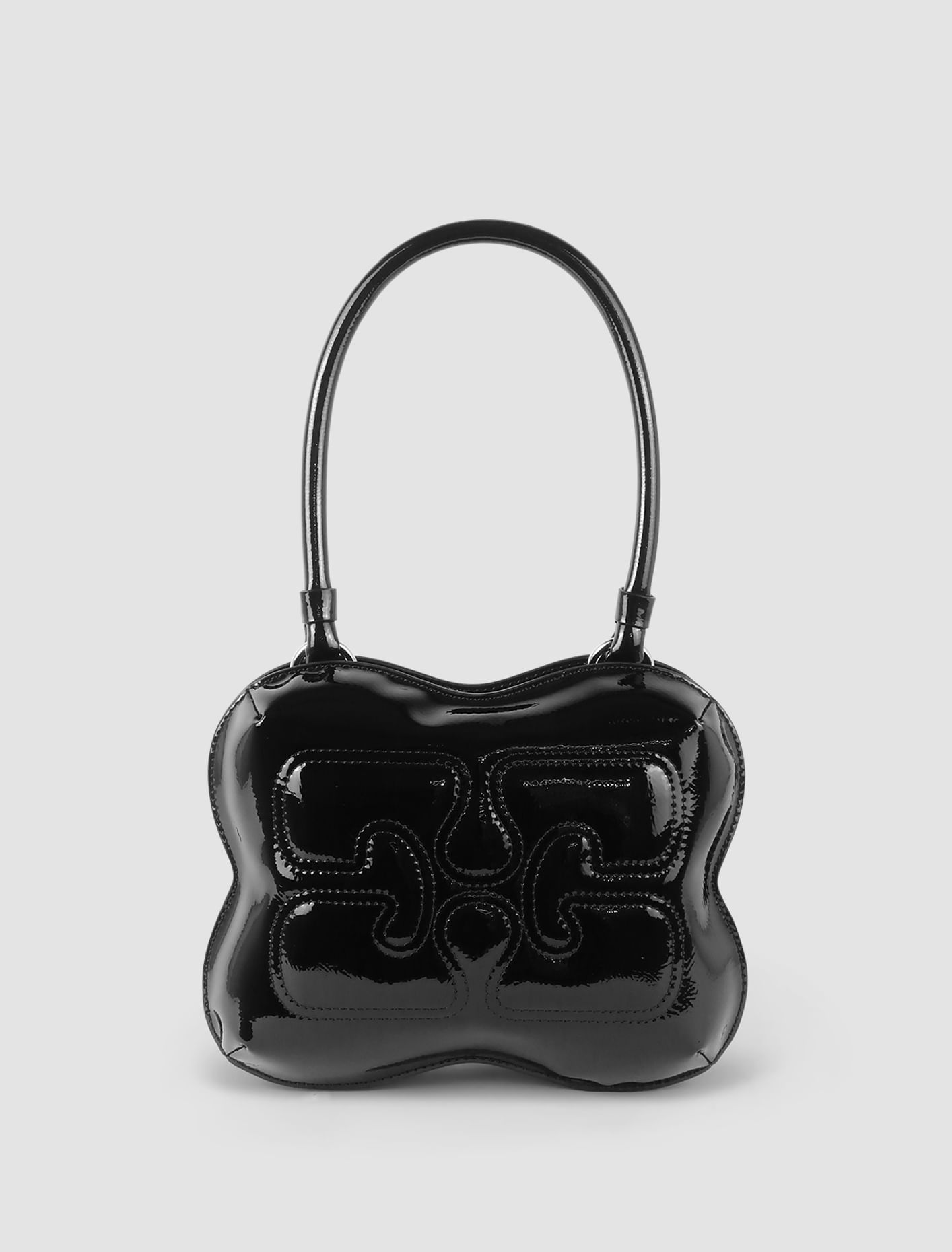 Shop Ganni Borsa Butterfly Patent In Black