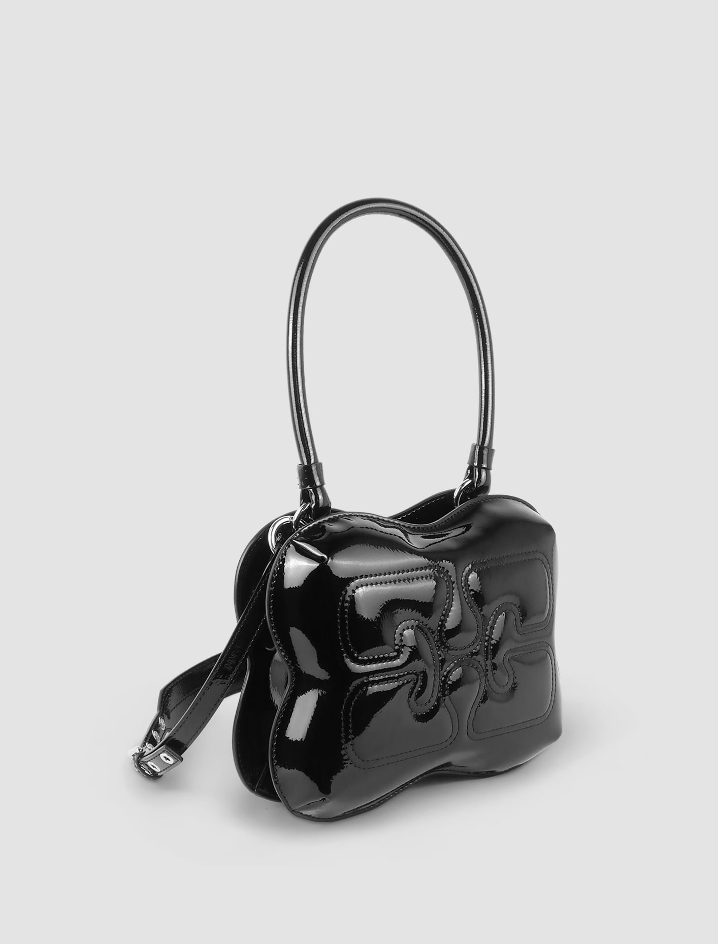 Shop Ganni Borsa Butterfly Patent In Black