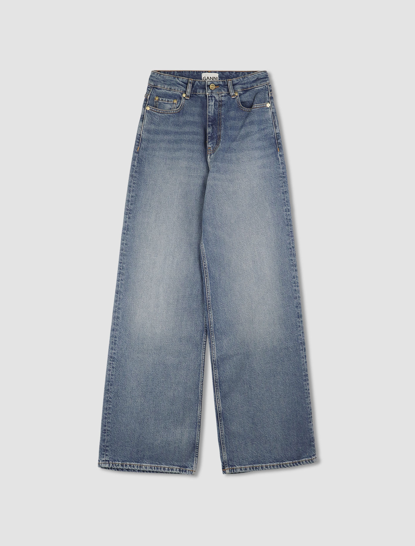 Shop Ganni Jeans Andi In Mid Blue Vintage