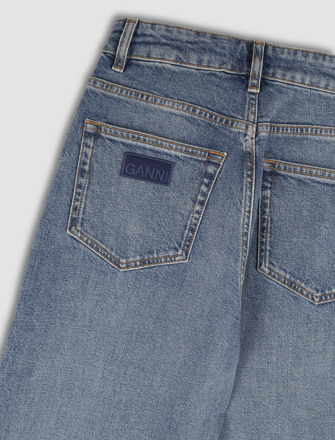 Shop Ganni Jeans Andi In Mid Blue Vintage