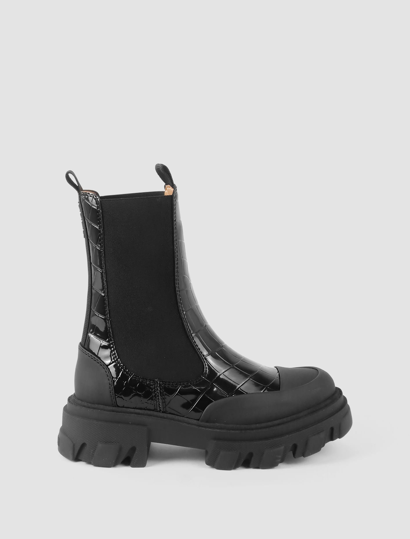 Shop Ganni Chelsea Boots Croco In Black