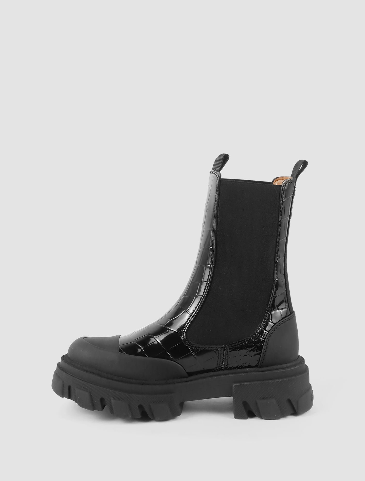 Shop Ganni Chelsea Boots Croco In Black