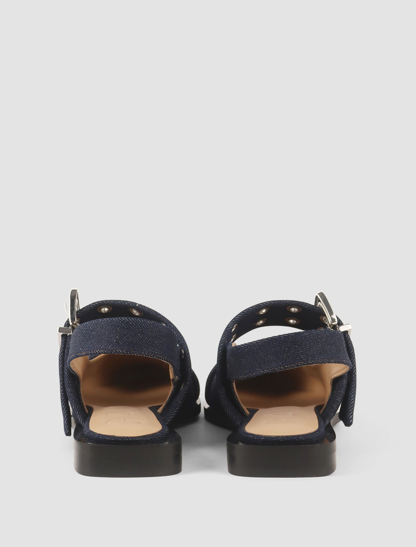 Shop Ganni Ballerine Buckle In Denim In Dark Navy