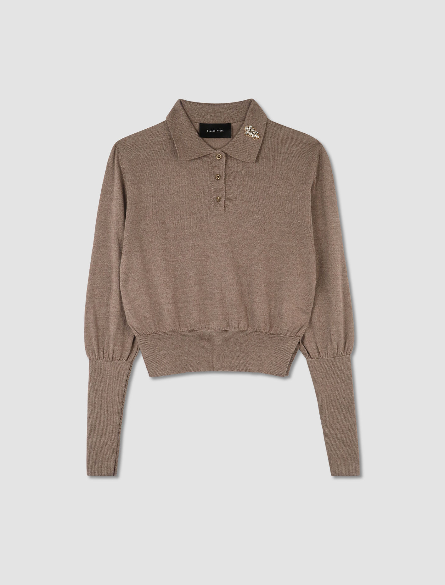 Shop Simone Rocha Polo Sweater In Clay,clear