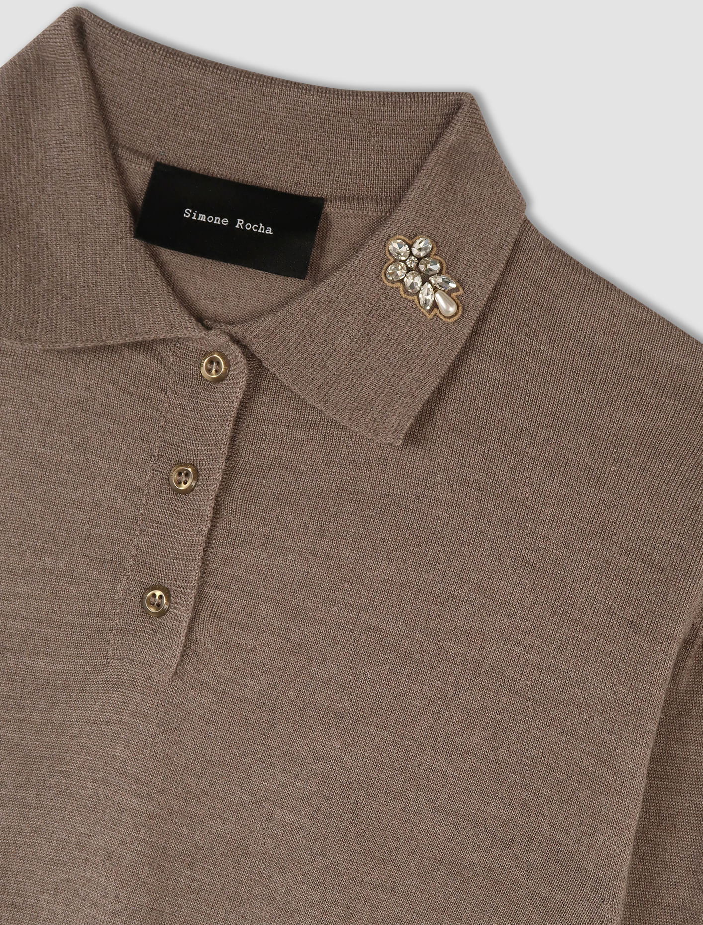 Shop Simone Rocha Polo Sweater In Clay,clear