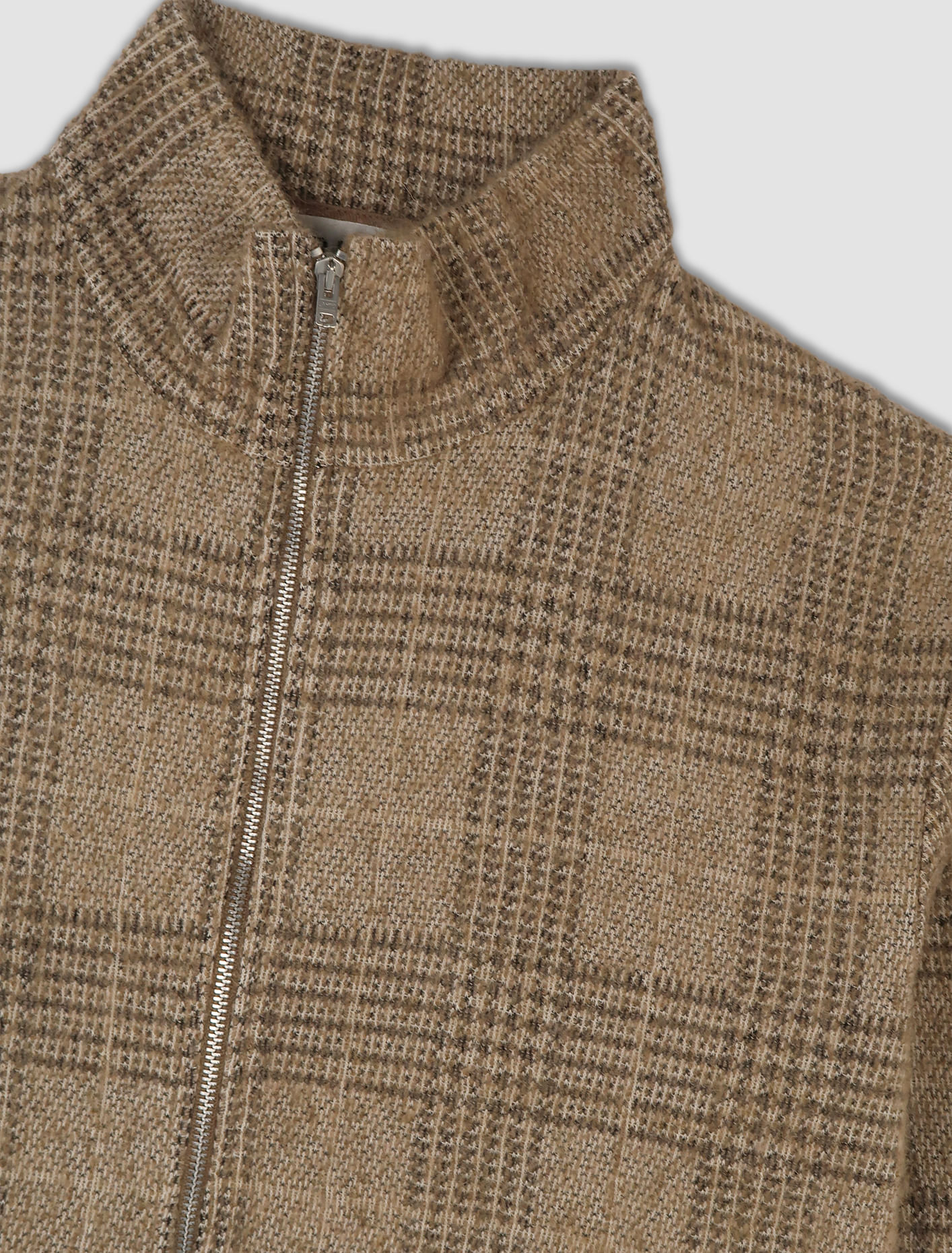 Shop Our Legacy Polo Shrunken Full Zip In Beige Hound Check