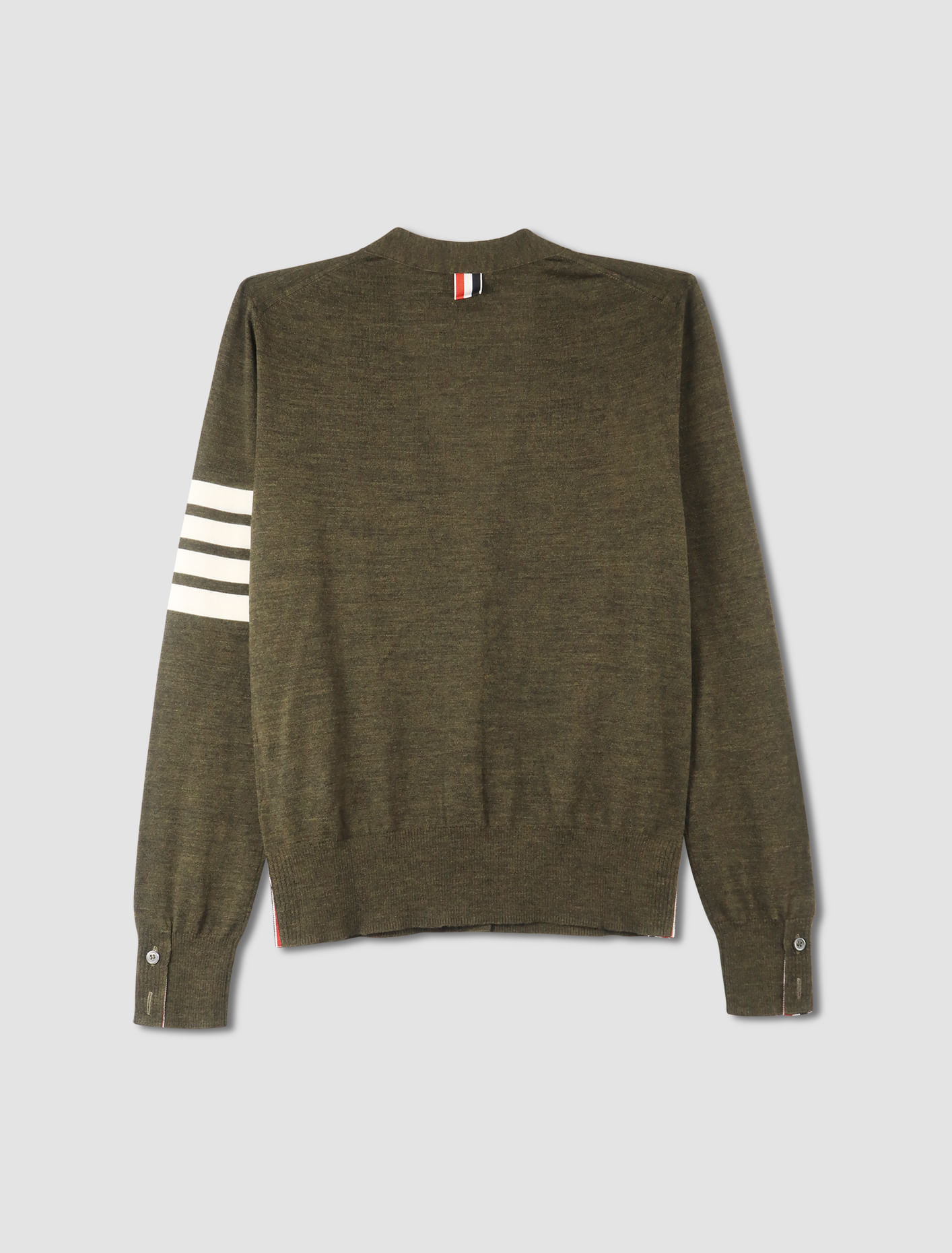 Shop Thom Browne Cardigan 4 Bar Stripe In Dk Green