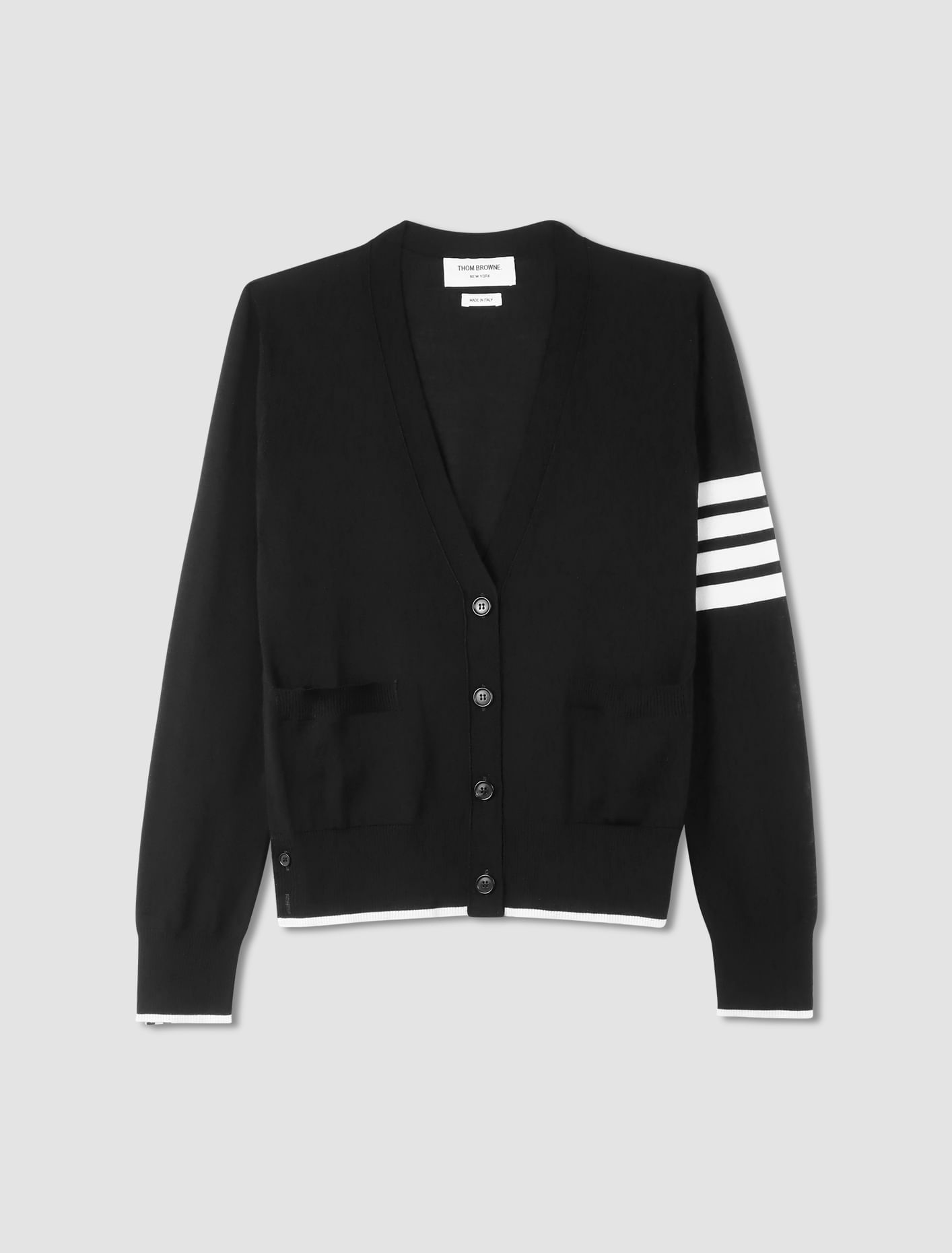 Shop Thom Browne Cardigan 4 Bar Stripe In Black