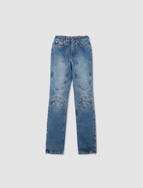 Lacing and Knee Denim Jeans