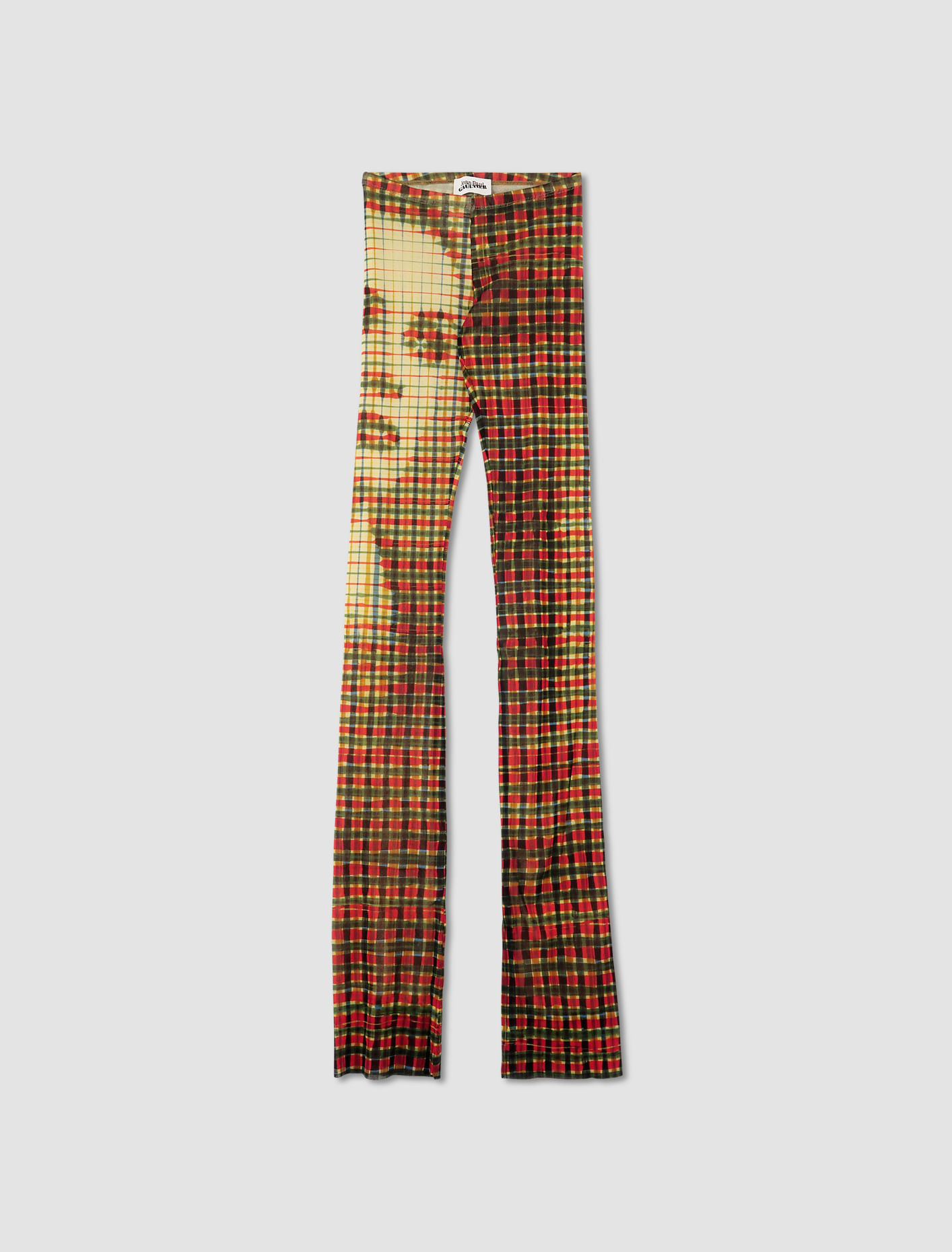 Shop Jean Paul Gaultier Tartan Face Print Trousers In Sepia,yellow,blue,red