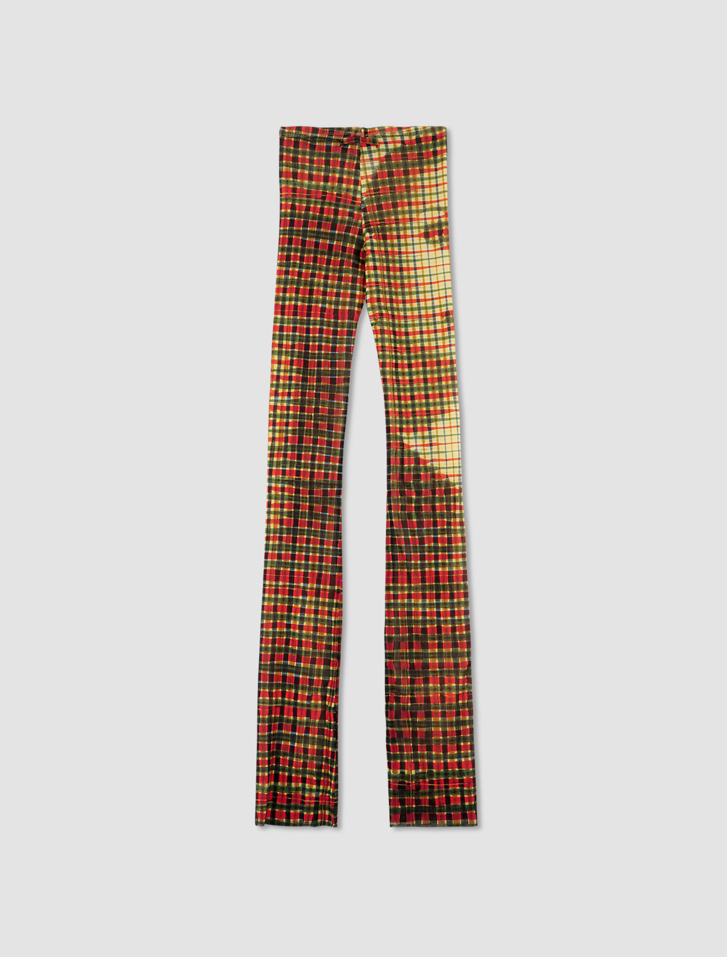 Shop Jean Paul Gaultier Tartan Face Print Trousers In Sepia,yellow,blue,red