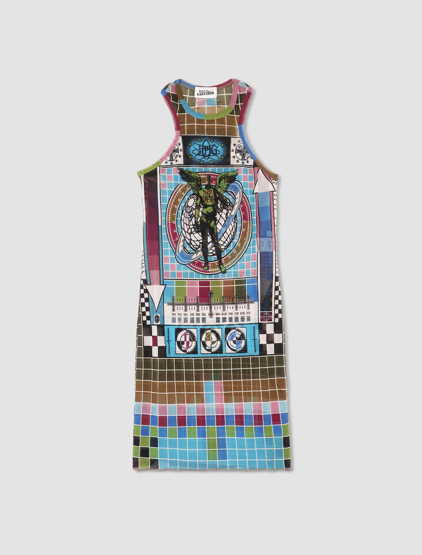 Shop Jean Paul Gaultier Printed Dress In Blue,multicolor