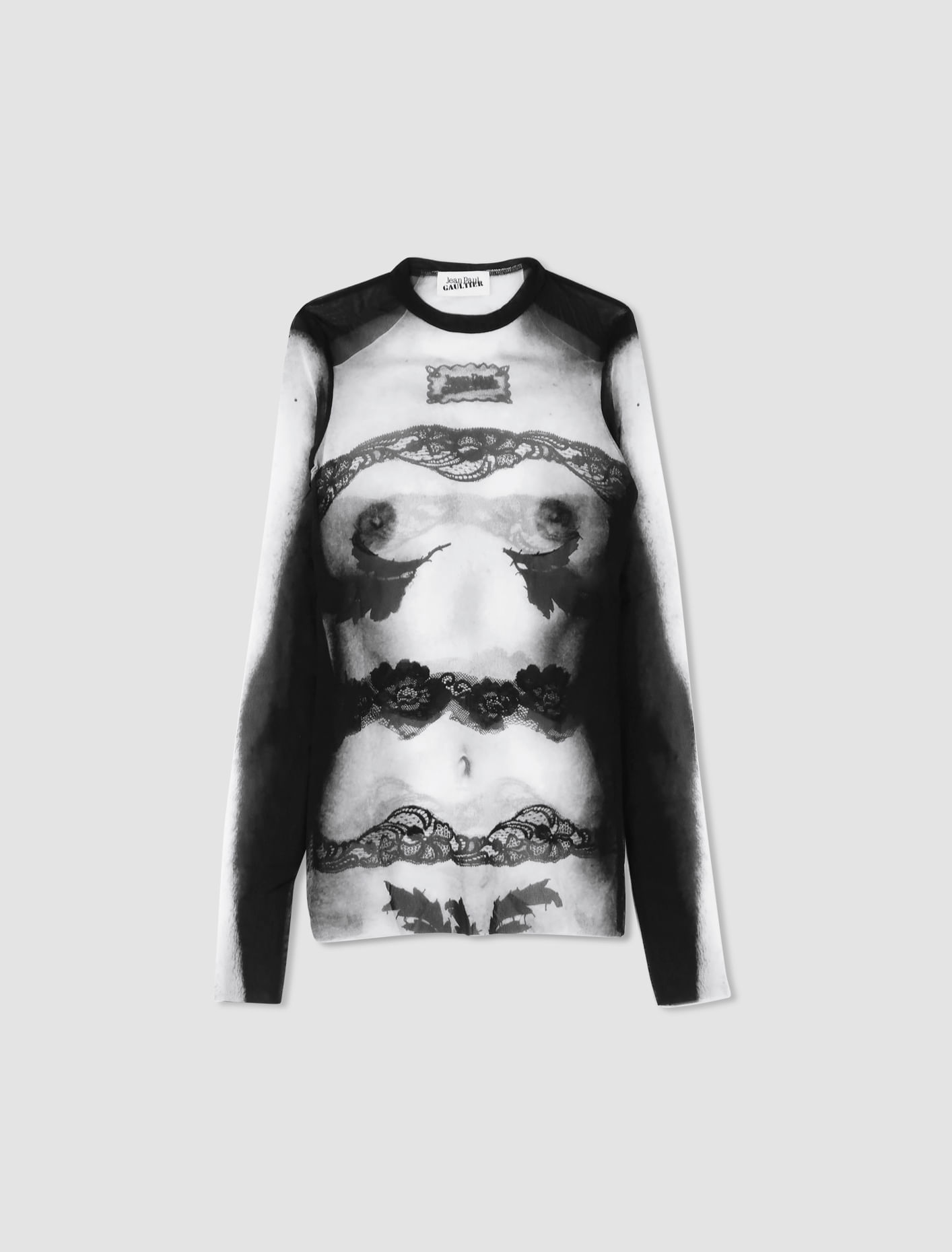 Shop Jean Paul Gaultier Top In Mesh In Black,grey,white