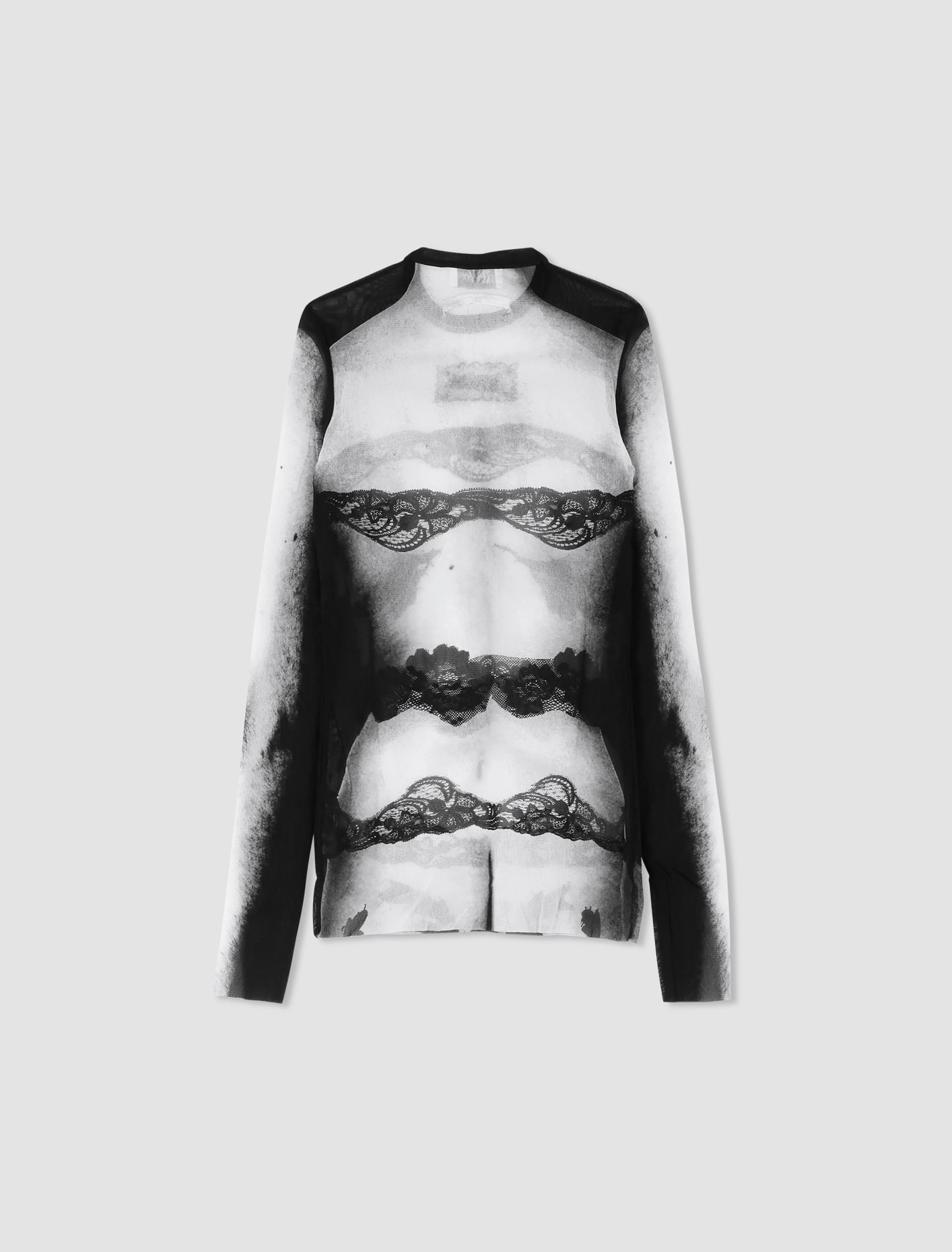 Shop Jean Paul Gaultier Top In Mesh In Black,grey,white