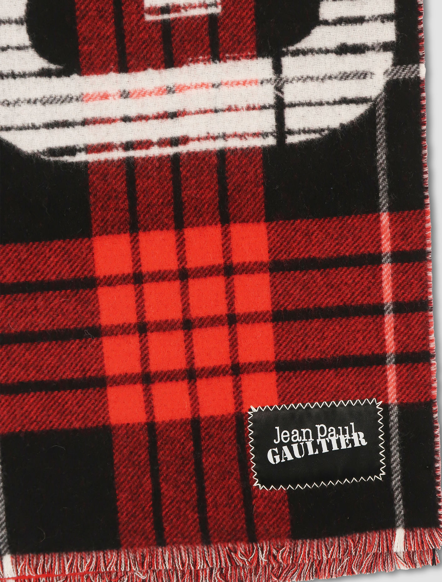 Shop Jean Paul Gaultier Tartan Scarf In Red,black,white