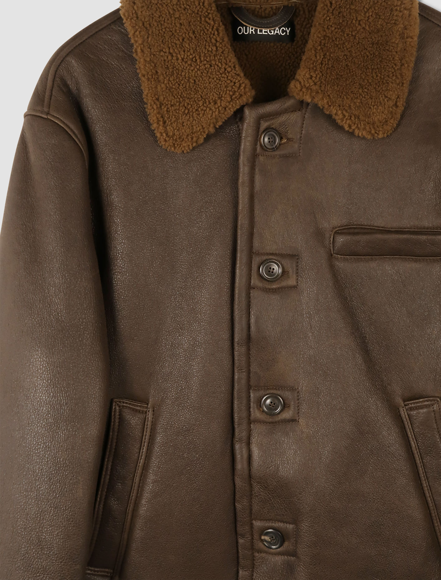 Shop Our Legacy Alaska Jacket In Rustic Grain Brown Shearling