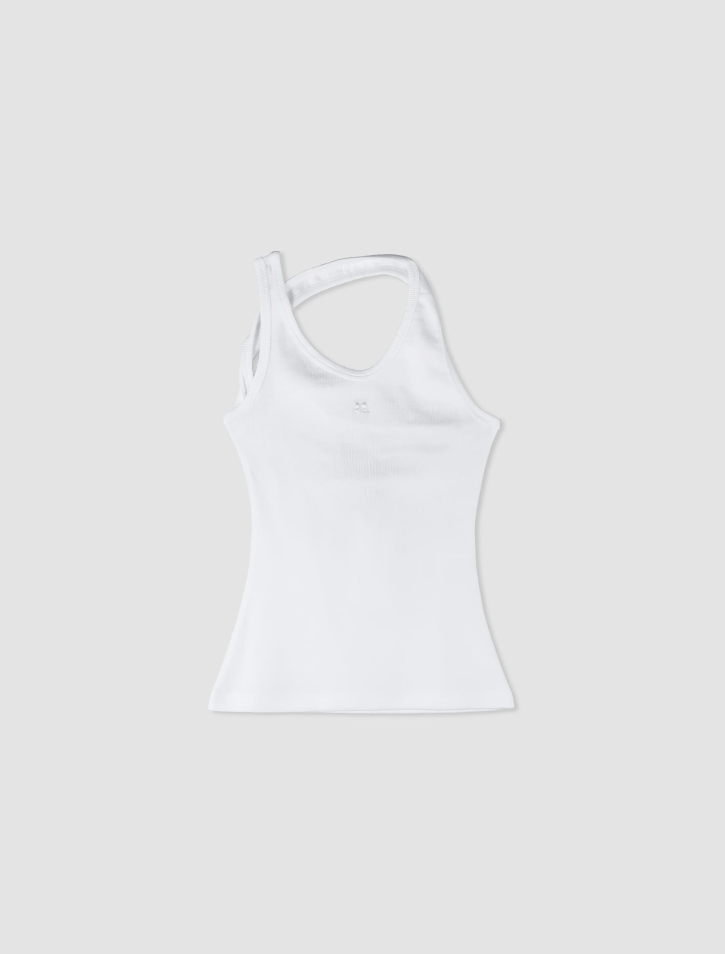 Shop Courrèges Top Undressed 90's Rib In Heritage White