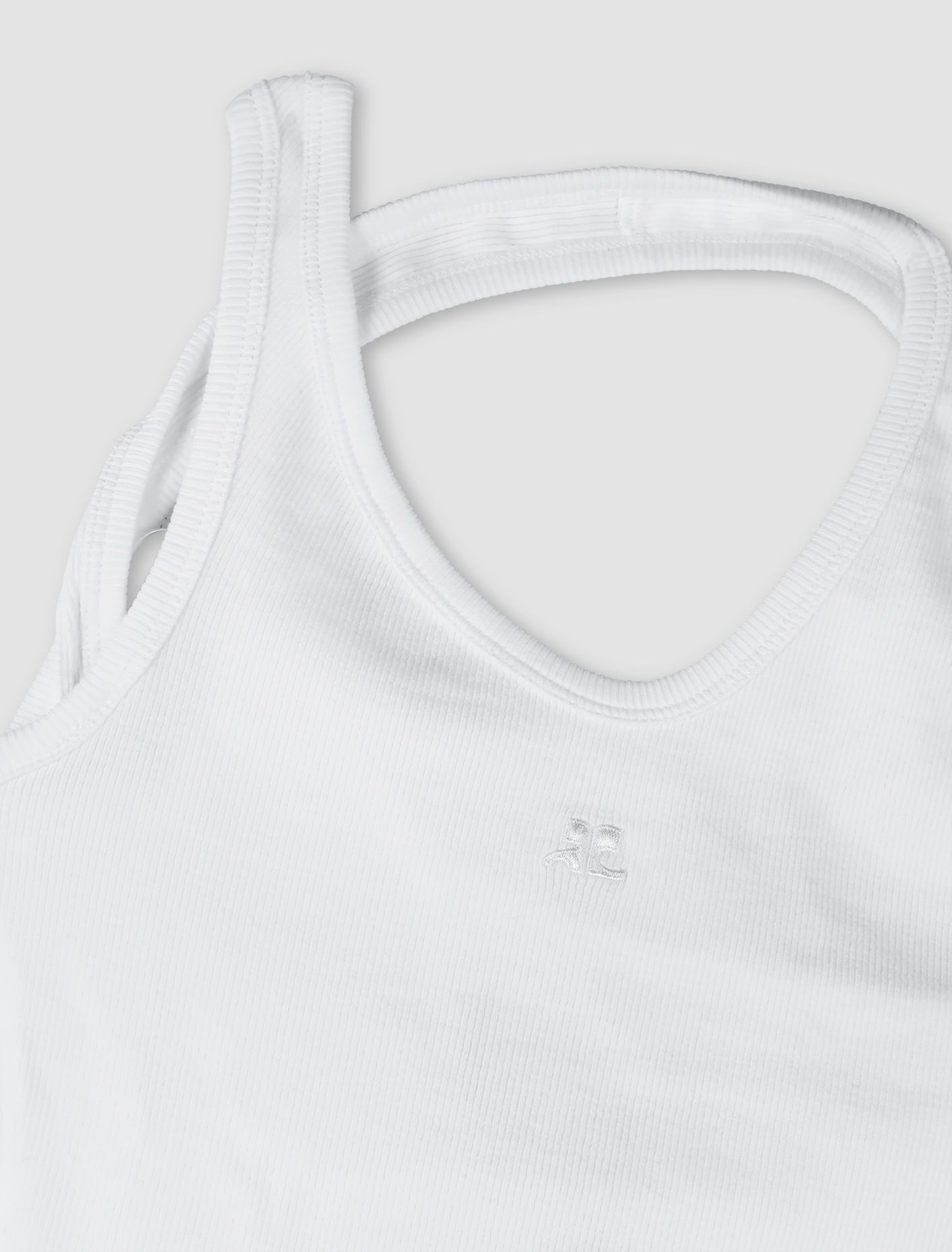 Shop Courrèges Top Undressed 90's Rib In Heritage White