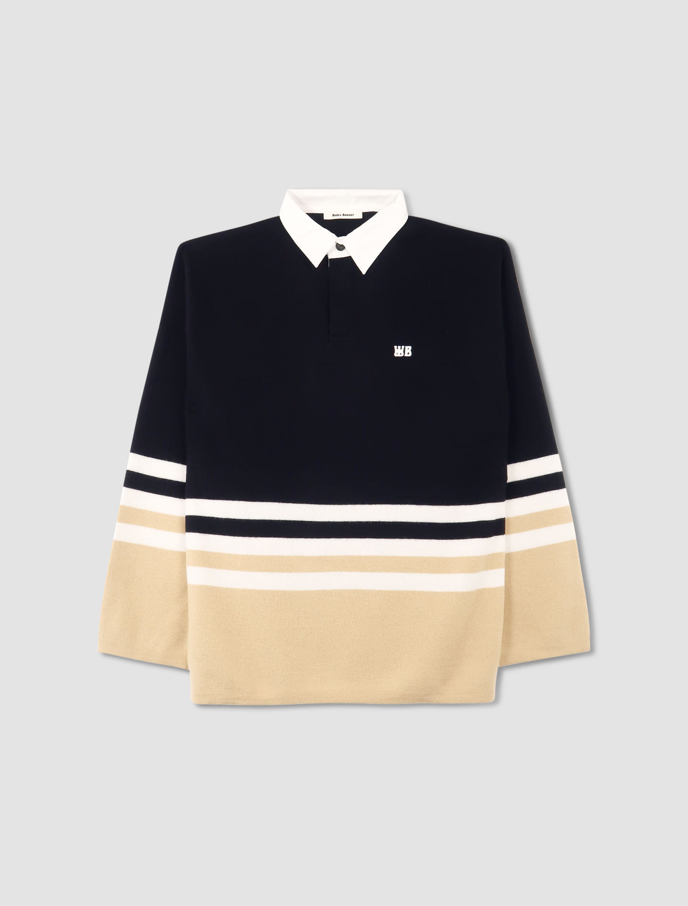 Shop Wales Bonner Polo Cypher In Navy Mult