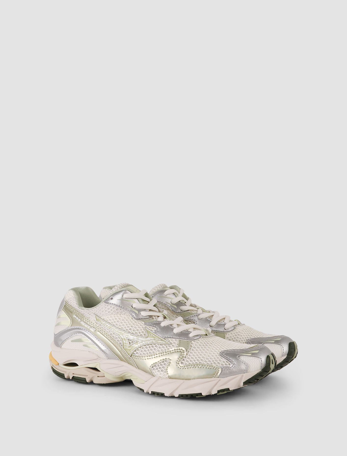 Shop Mizuno Sneakers Wave Rider In Snow White,white Jade,desert Sage