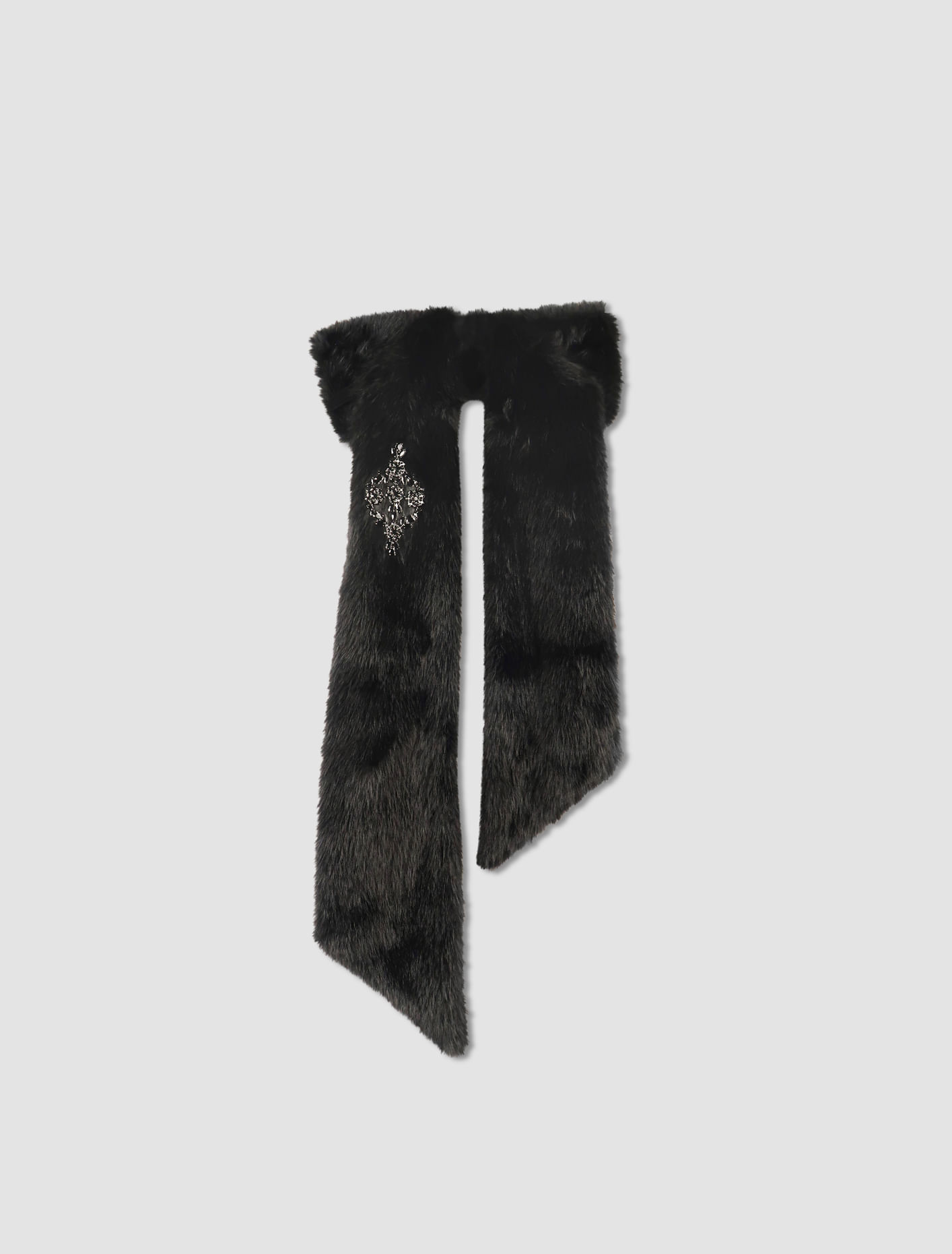 Shop Simone Rocha Faux Fur Bow Scarf In Black,jet