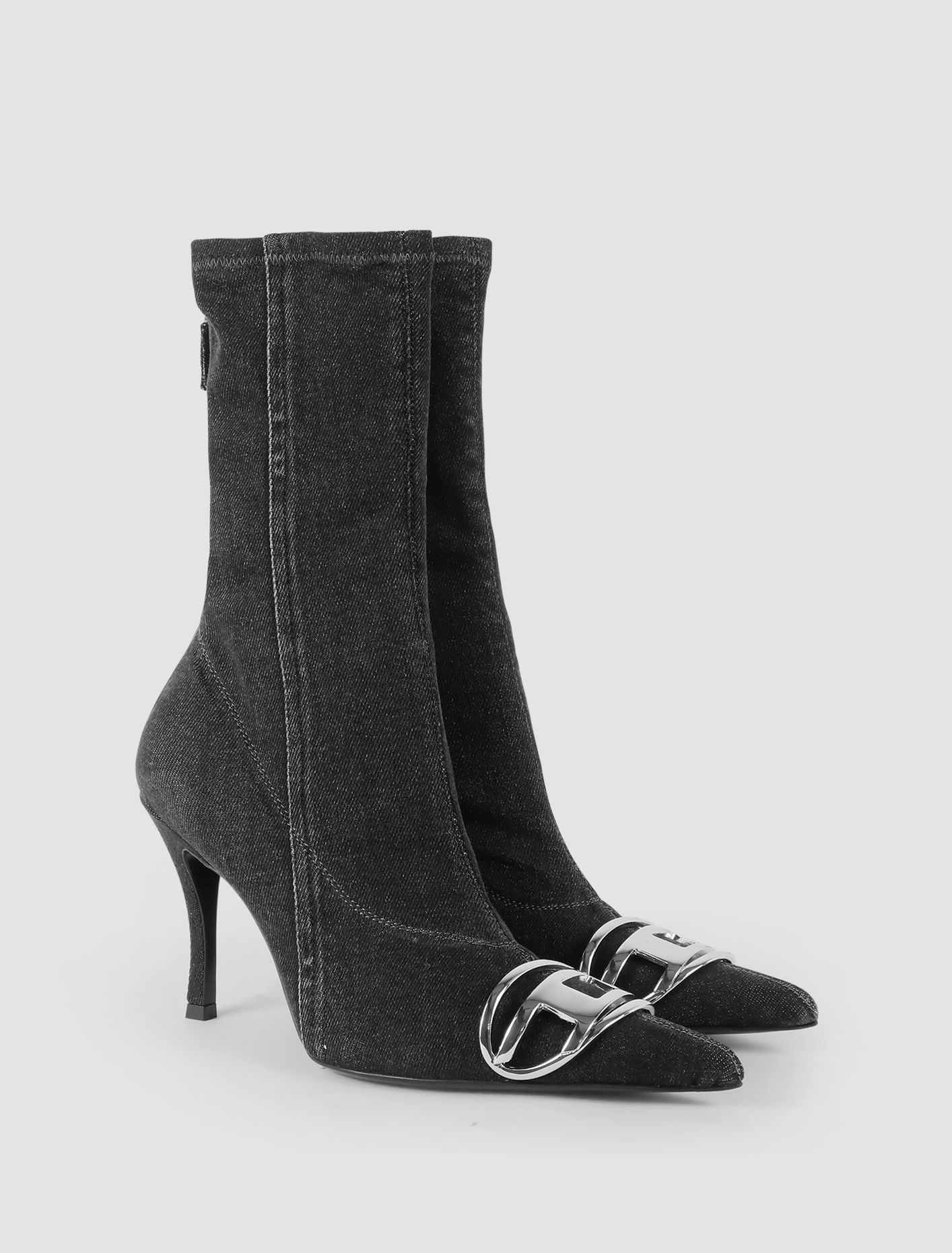 Shop Diesel D-venus Ab Boots In Black Stone Denim