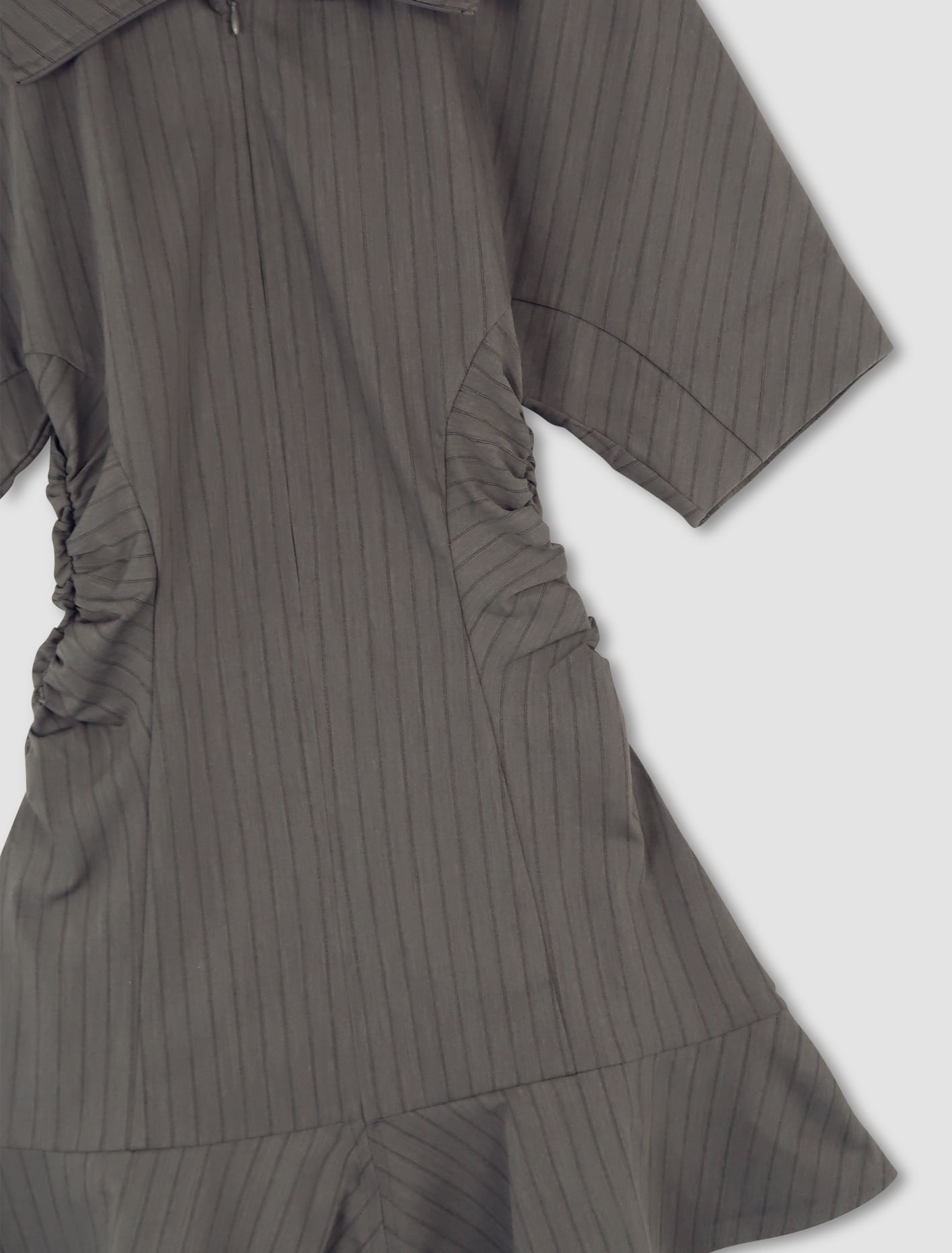 Shop Ganni Mini Stripe Suiting Dress In Mirage Gray