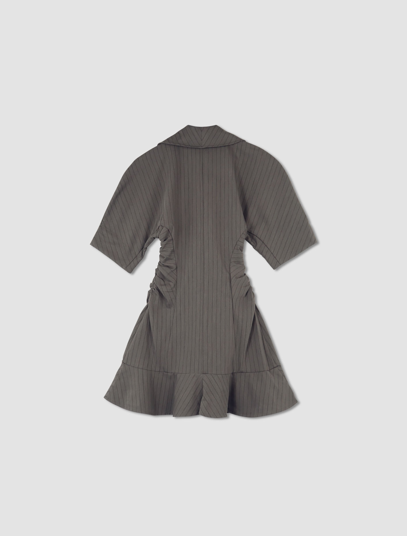 Shop Ganni Mini Stripe Suiting Dress In Mirage Gray