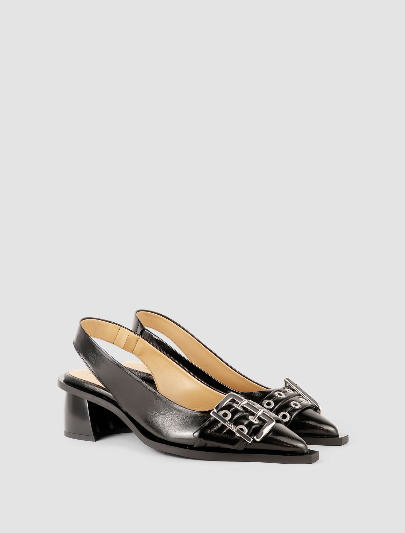 Shop Ganni Slingback Pump Buckle Naplack In Black