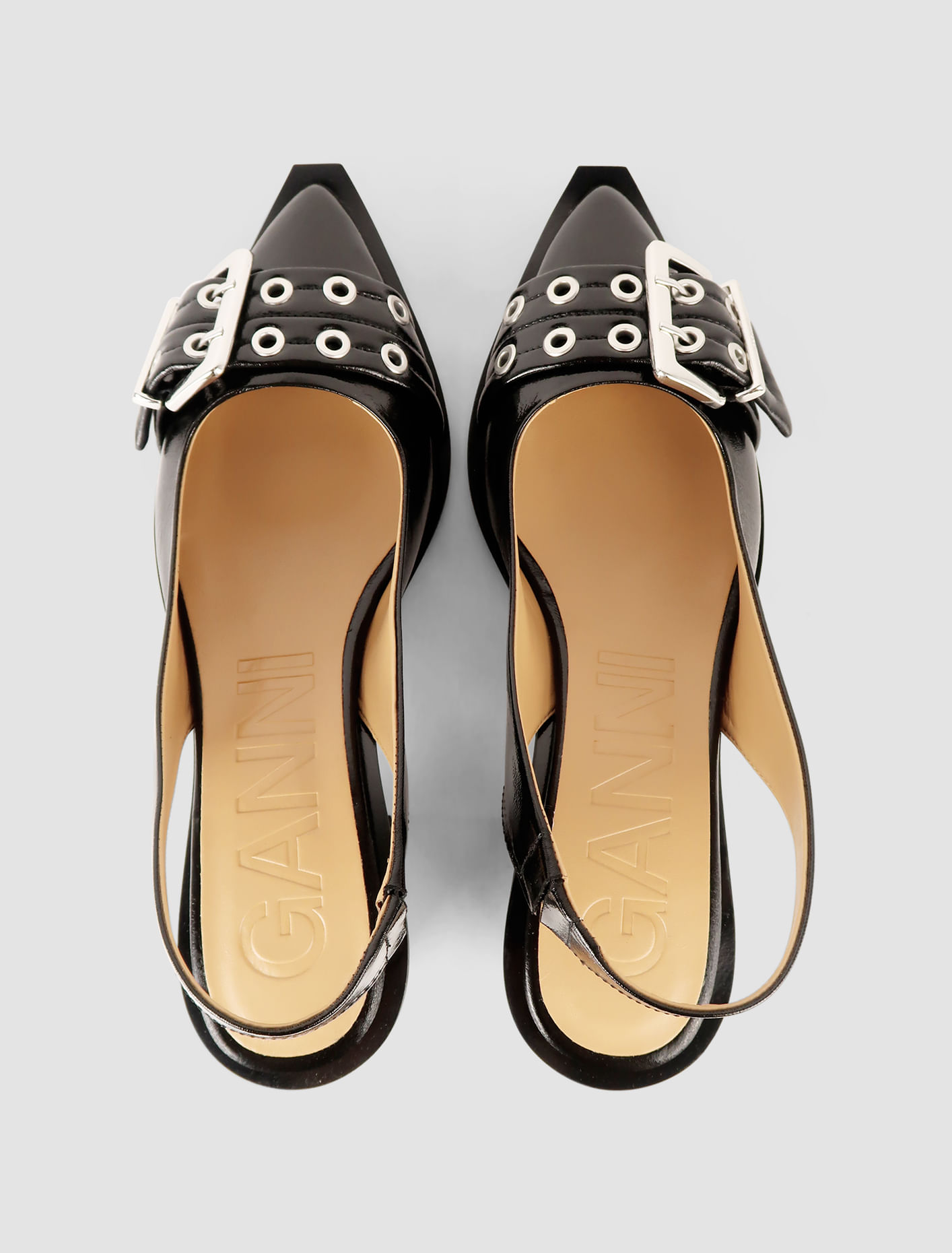 Shop Ganni Slingback Pump Buckle Naplack In Black