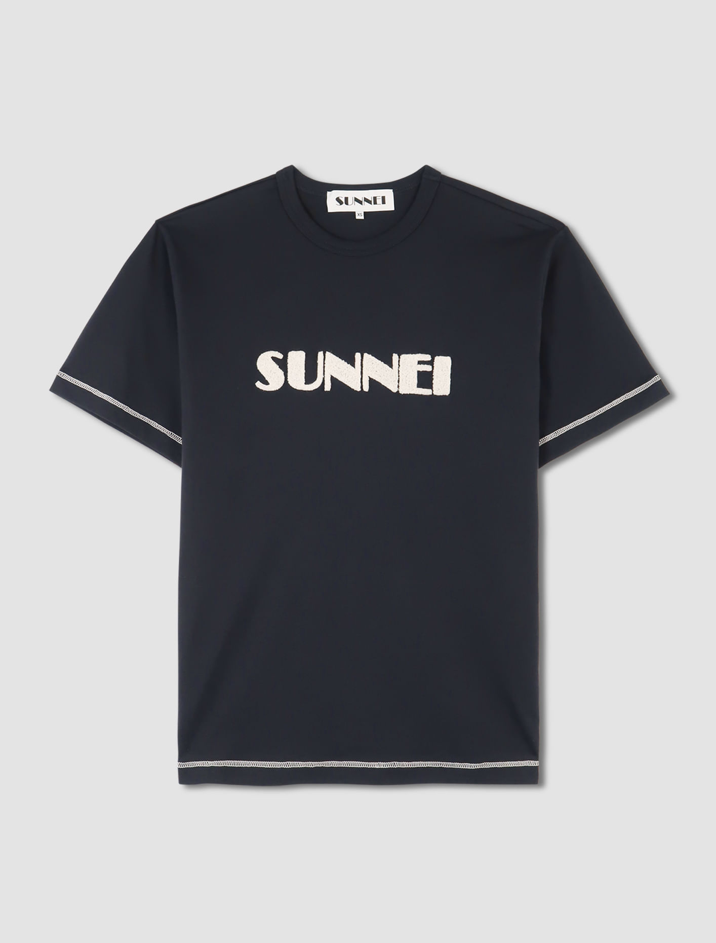 Shop Sunnei T-shirt Con Logo In Blu ,off White