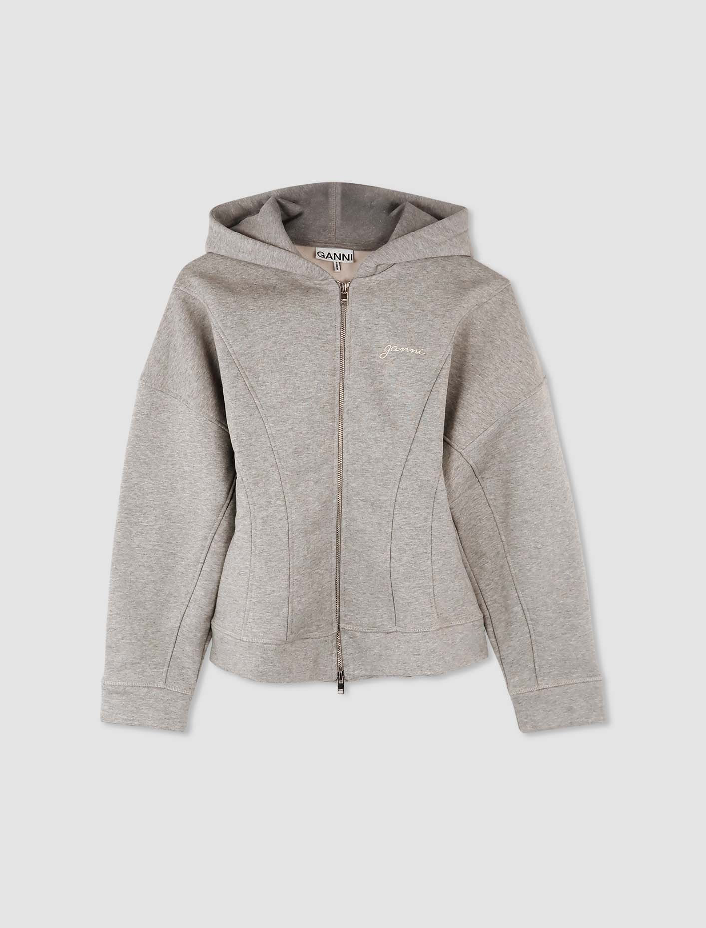 Shop Ganni Zip-up Sweatshirt In Paloma Melange