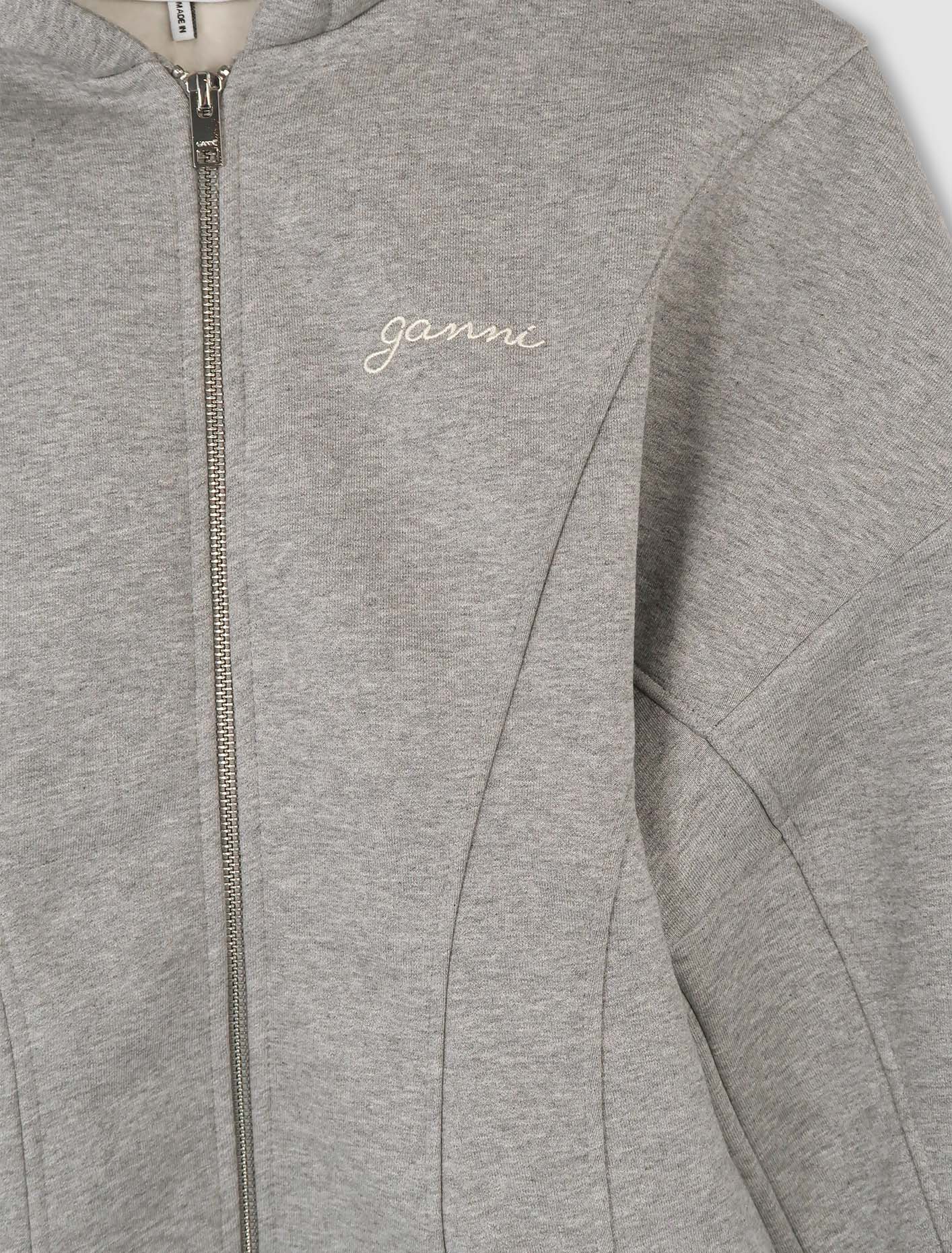 Shop Ganni Zip-up Sweatshirt In Paloma Melange