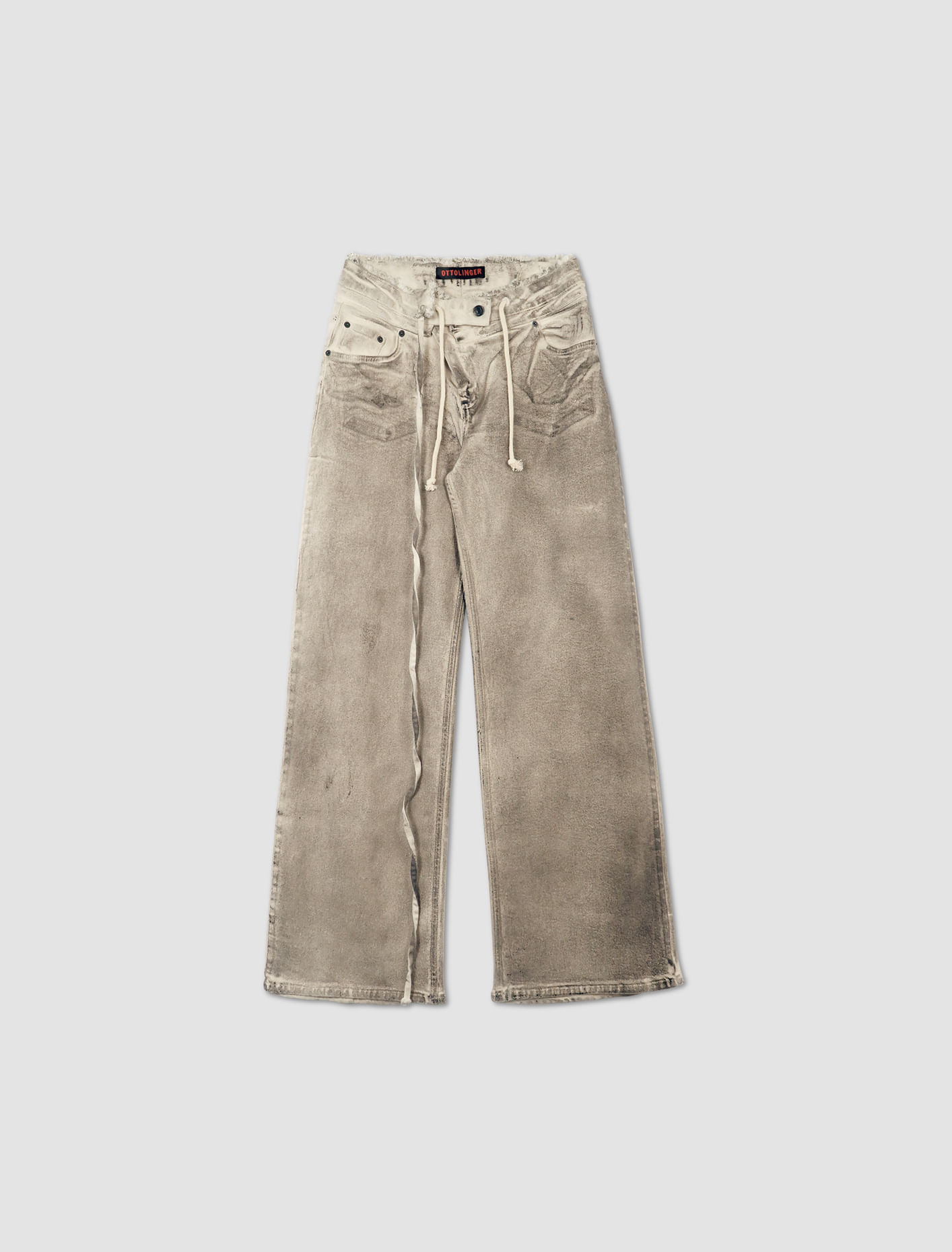 Shop Ottolinger Jeans In Cream,black Paint