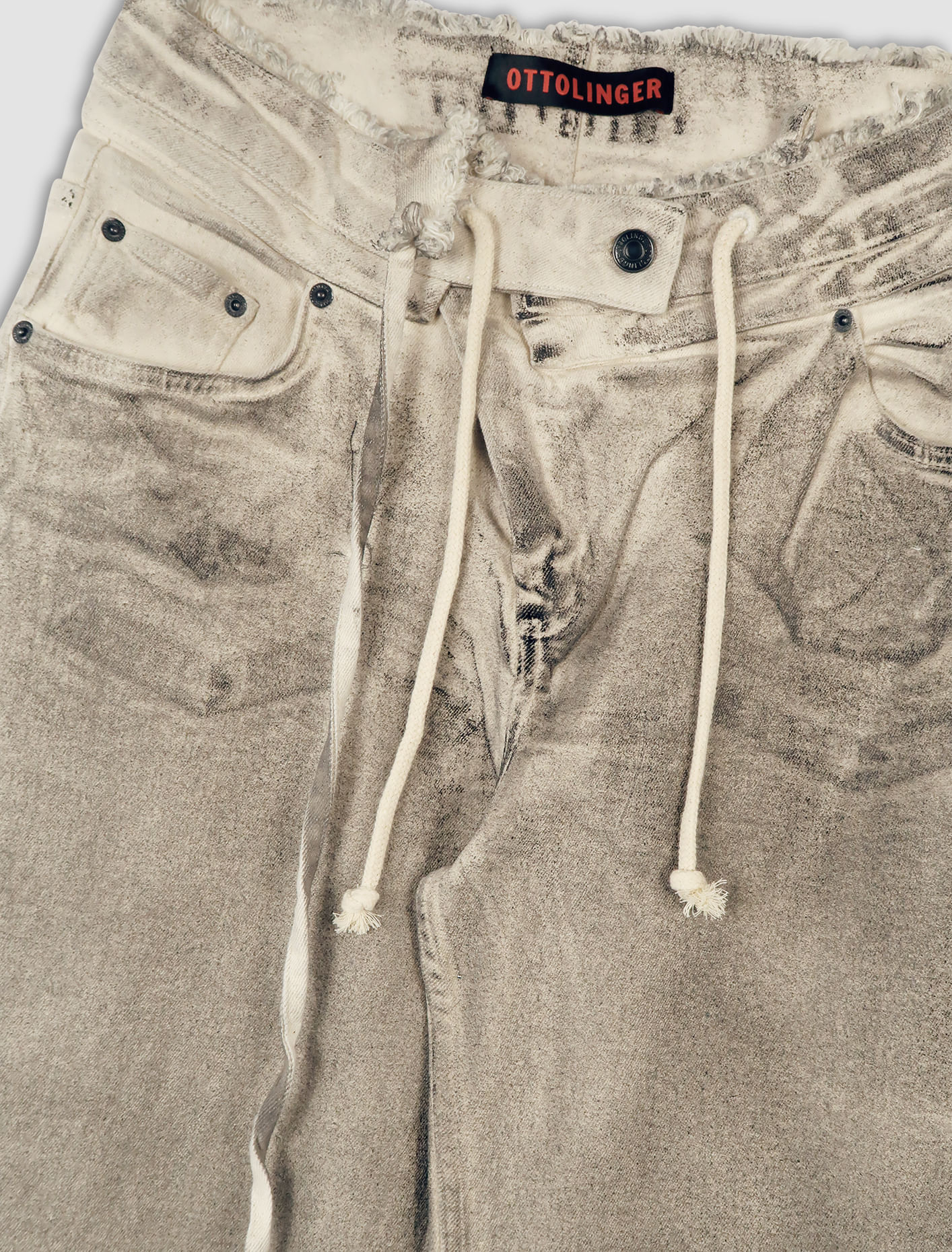 Shop Ottolinger Jeans In Cream,black Paint