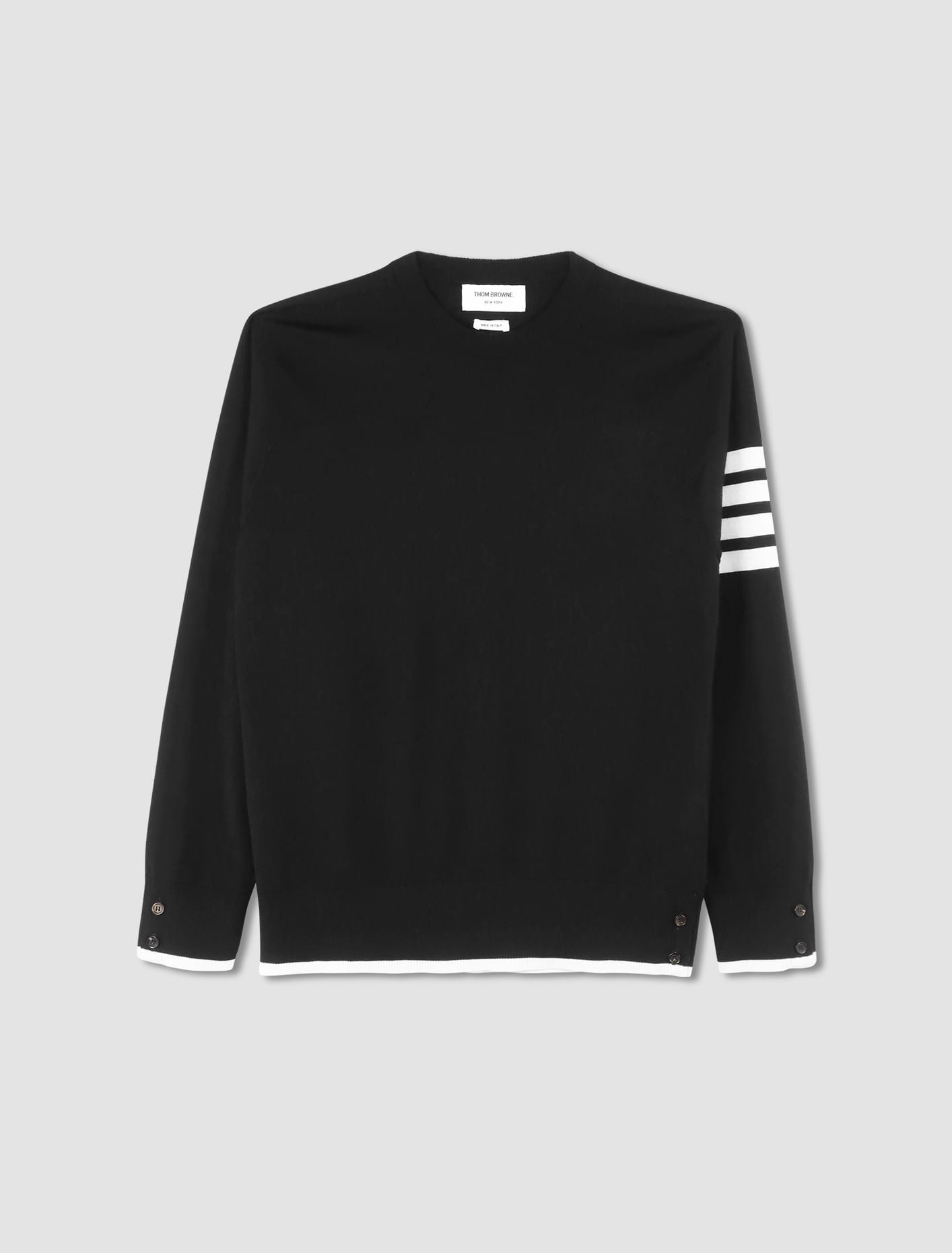 Shop Thom Browne Crewneck Sweater With 4 Bars In Nero