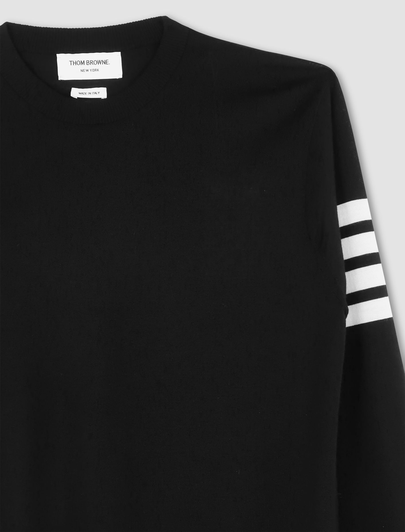 Shop Thom Browne Crewneck Sweater With 4 Bars In Nero