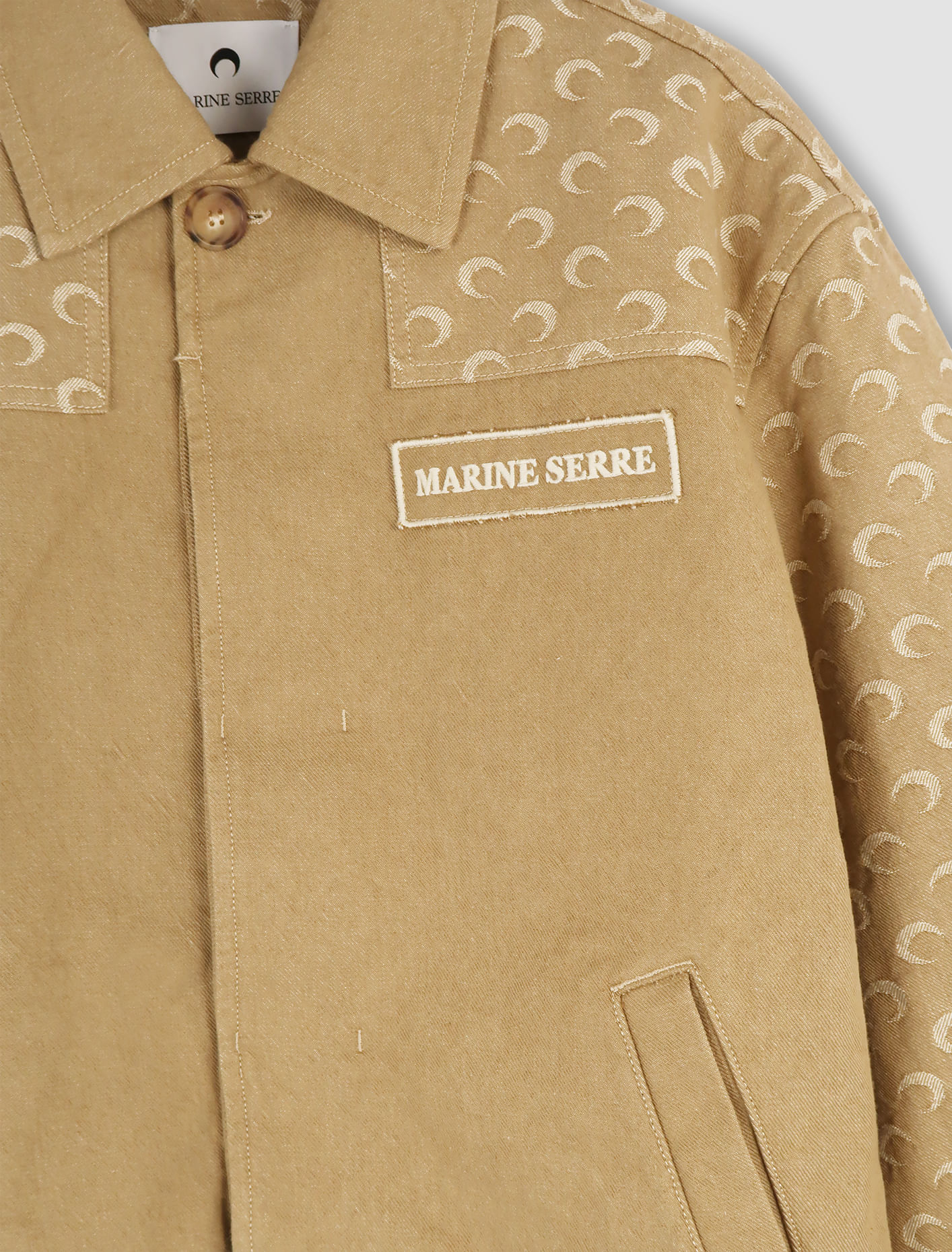 Shop Marine Serre Moon Workwear Jacket In Dark Beige