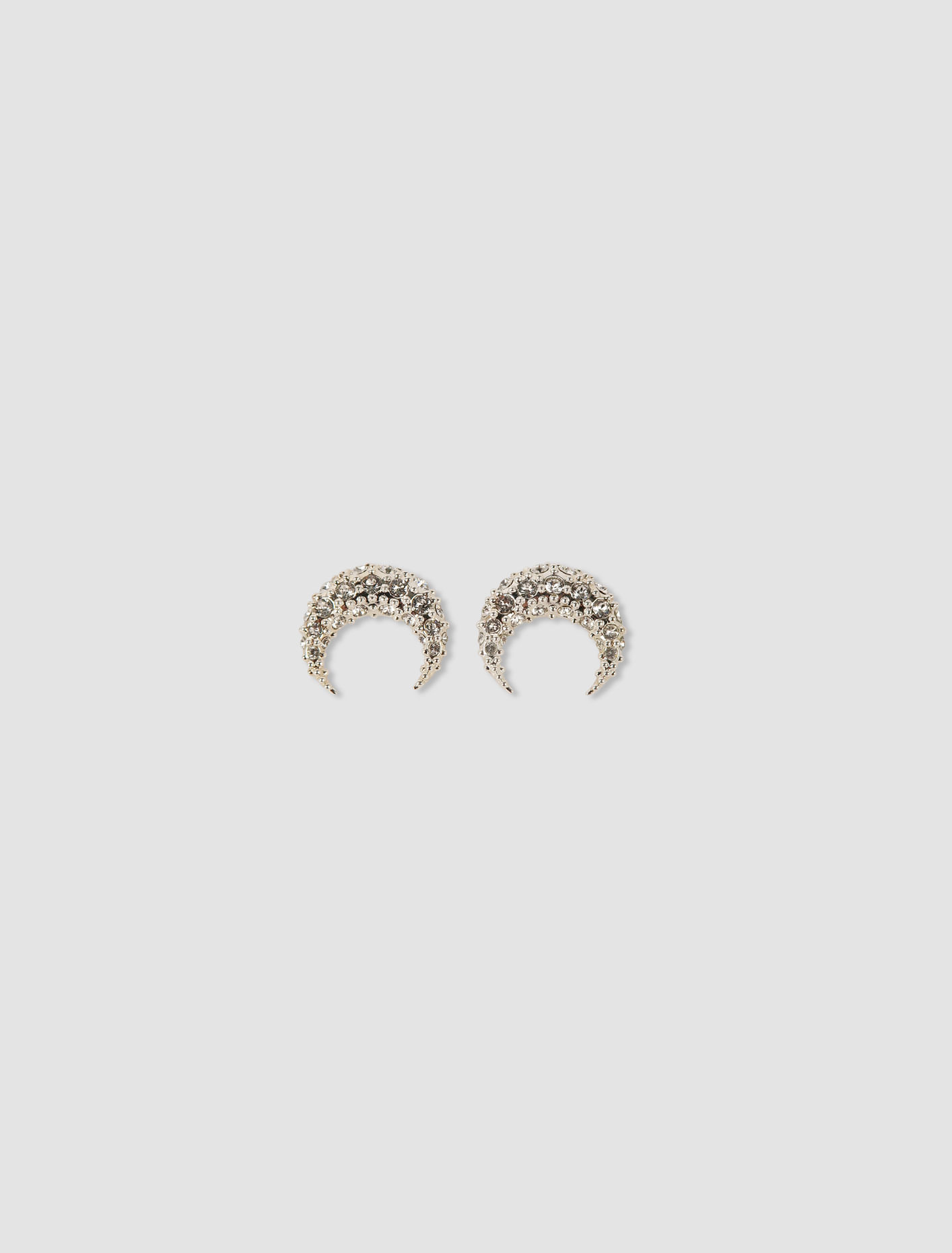 Shop Marine Serre Moon Earrings With Swarovski Crystals In Shiny Silver