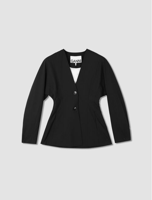 Drapey Melange Fitted Shaped Sleeve Blazer