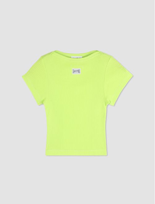 T-shirt crop con Gaultier patch